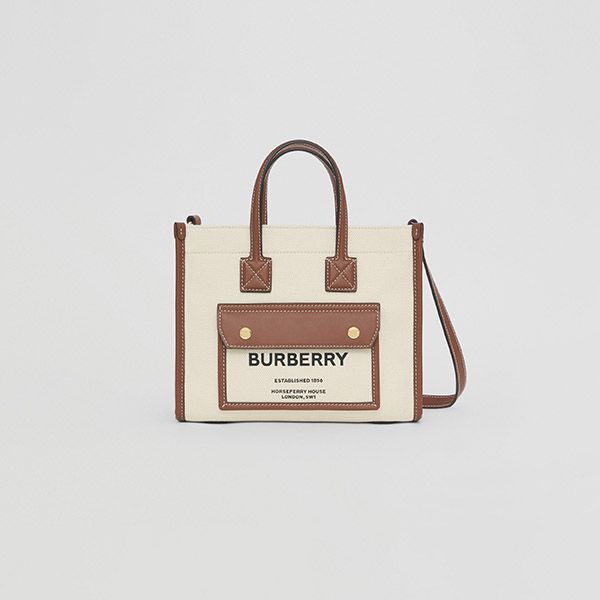 バーバリー トートバッグ 偽物★ミニ ツートン キャンバス&レザー フレヤバッグ 80441421